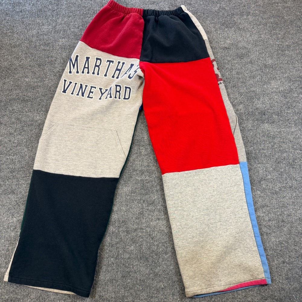 Vintage Custom Patchwork Colorblock Sweatpants Multi S/M Streetwear Handmade